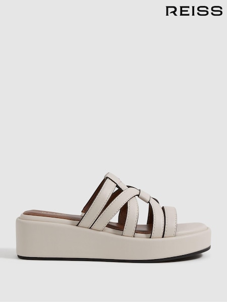 Blanc - Reiss Naya Leather Strappy Platform Sandals (125944) | € 186