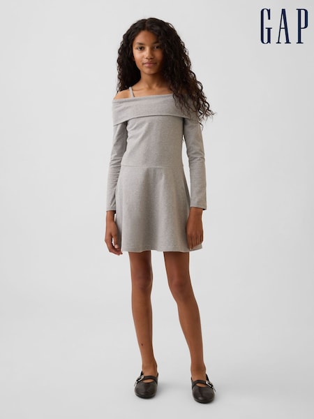 Grey - Gap Jersey Off-shoulder Dress (4-13yrs)