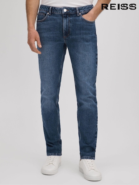 Reiss Mid Blue Wash Calik Tapered Slim Fit Washed Jeans (126198) | € 184