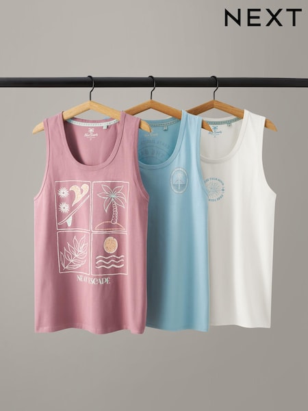 Multi Pastel 3 Pack Summer Front Print Graphic Vests (126575) | € 26