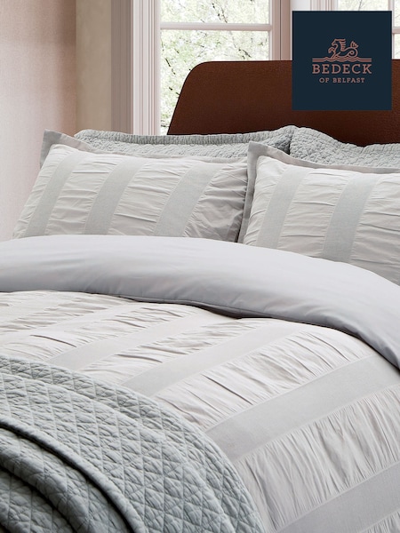 Bedeck Of Belfast Woven Waffle Striped Duvet Cover & Pillowcase Set