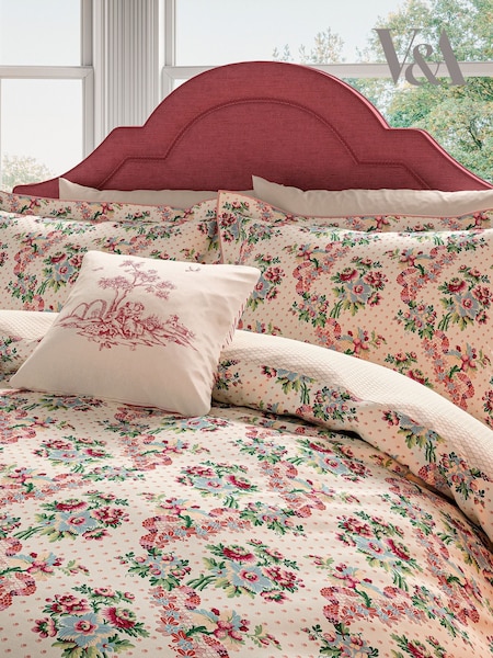 V&a French Garden Elegant 100% Cotton Duvet Cover & Pillowcase Set