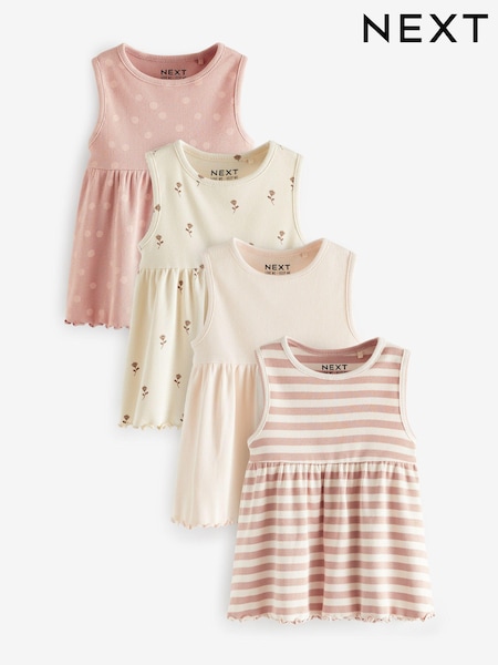 Pink - 4 Pack Ribbed Peplum Vests (3mths-7yrs) (127392) | 18 € - 21 €