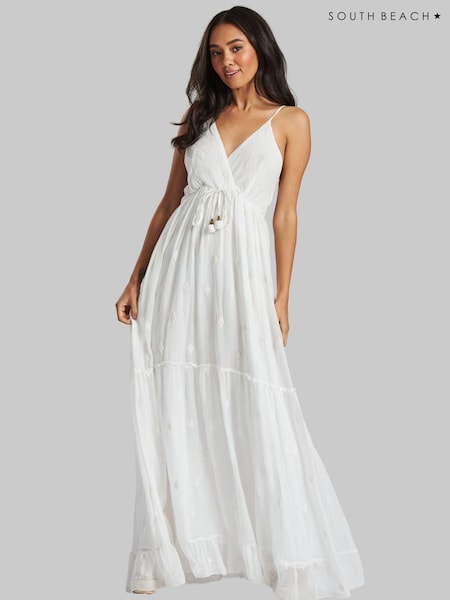 South Beach White Sequin Detail Cami V-Neck Maxi Dress (127460) | €37