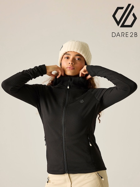 Negro - Dare 2b Ventura Fleece elástico de capa media con capucha