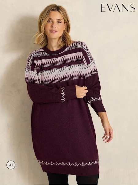 Красный - Evans Fairisle Roll Neck Jumper Dress