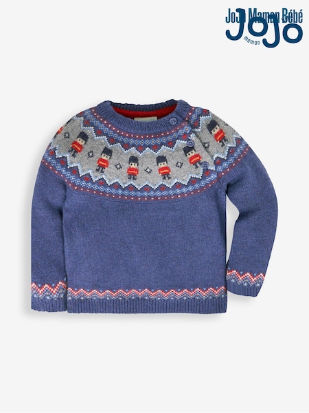 JoJo Maman Bébé Indigo Blue Kings Guards Fairisle Pattern Jumper (127808) | €45