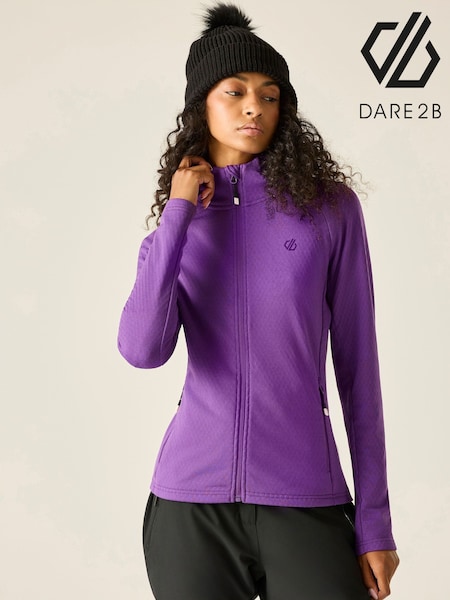 Purple - Dare 2b Ventura Hooded Stretch Midlayer Fleece