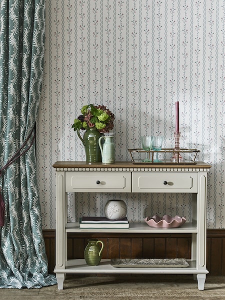 Laura Ashley Pale French Grey Hanover 2 Drawer Console Table (128386) | €884