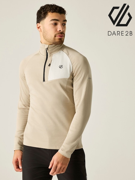 Natural - Regular Dare 2b Venture Half Zip Stretch Midlayer Fleece