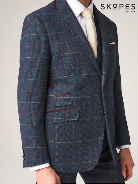 Skopes Blue Doyle Tweed Tailored Wool Blend Suit (128681) | €200