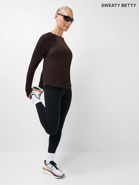 Қоңыр - Терлеген Betty Breath Easy торлы ұзын жеңді жейде