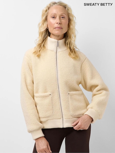 Телесный - Sweaty Betty Флисовый топ в рубчик на молнии