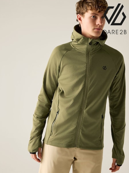 أخضر - Regular Dare 2b Venture Hooded Stretch Midlayer Fleece