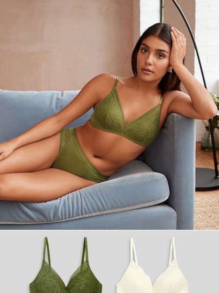 Verde/Crem - Dantelă Detaliu Ultimate Comfort Sutiene 2 Pachet (128864) | 106 LEI