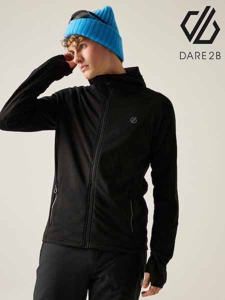 Black - Regular Dare 2b Venture Hooded Stretch Midlayer Fleece