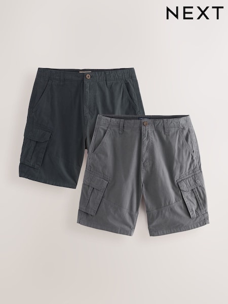 Azul marino/gris - 100% Cotton Cargo Shorts 2 Pack (129010) | 67 €