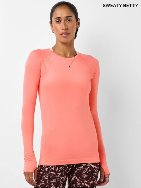 وردي - رداء عُلوي رياضي بلا حواف بكُم طويل تشكيلة Athlete من Sweaty Betty