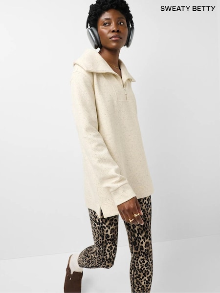 Nude - Sweaty Betty Tranquil Rib Half Zip Longline Sweatshirt