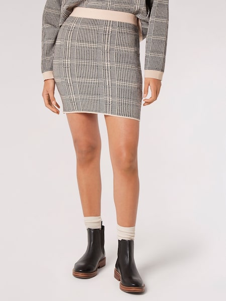 Apricot Grey Knit Prince Of Wales Mini Skirt (129335) | €18.50
