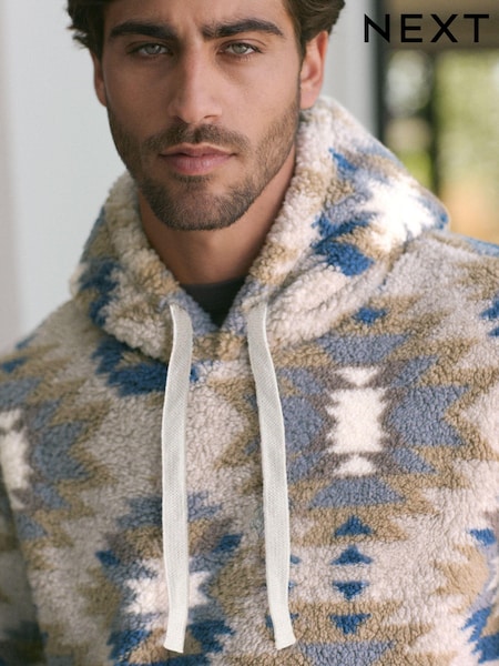 Neutral Pattern Fleece Borg Overhead Hoodie (129726) | €18