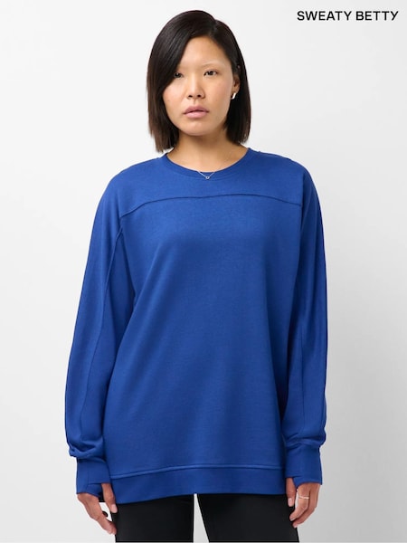 Bleu - Sweat-shirt long Sweaty Betty After Class avec détails de couture