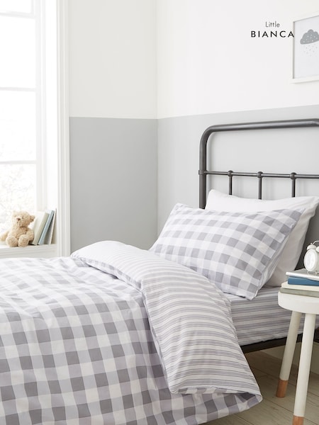 Bianca Grey Gingham 100% Cotton Duvet Cover and Pillowcase Set (129767) | 109 QAR - 139 QAR