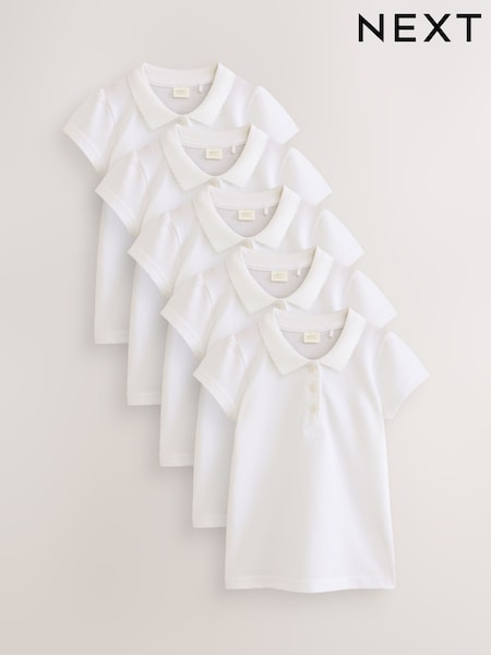 White Slim Fit 100% Cotton Short Sleeve Polo Shirts 5 Pack (3-16yrs) (129909) | 700 UAH - 1,112 UAH