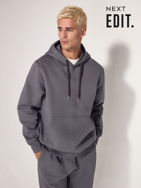 Slate Grey EDIT Heavyweight Textured Hoodie (130120) | AED78