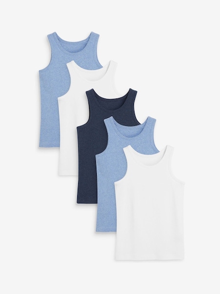 Modra/siva - 100% Cotton' to header Vests 5 Pack (1.5-16yrs) (130450) | € 8 - € 11