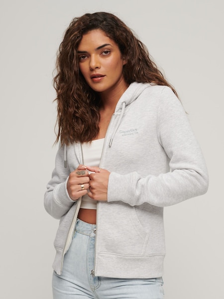 Gri - Hanorac cu fermoar și logo Superdry Essential (130461) | 220 LEI