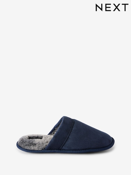 Navy Blue Mule Slippers with Faux Lining (130496) | €9