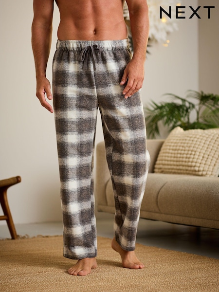 Grey/Stone Check Cosy Brushed Check Pyjama Bottoms (130511) | AED57