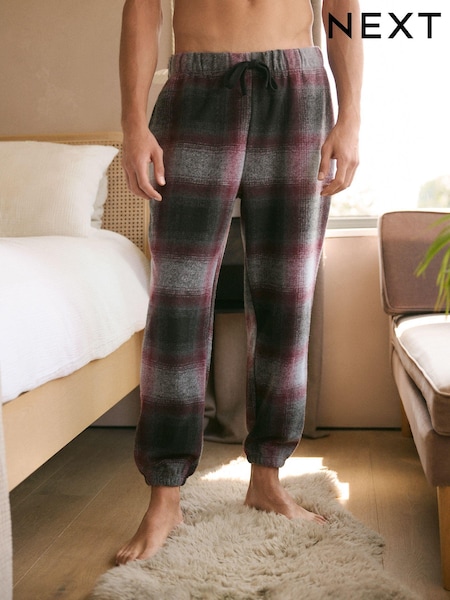 Grey/Red Cosy Brushed Check Pyjama Bottoms (130601) | AED57