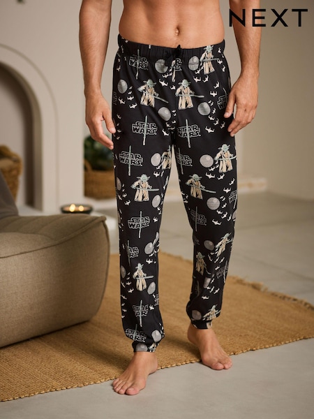 Black 100% Cotton Yoda Star Wars Christmas License Pyjama Bottoms (130743) | AED52