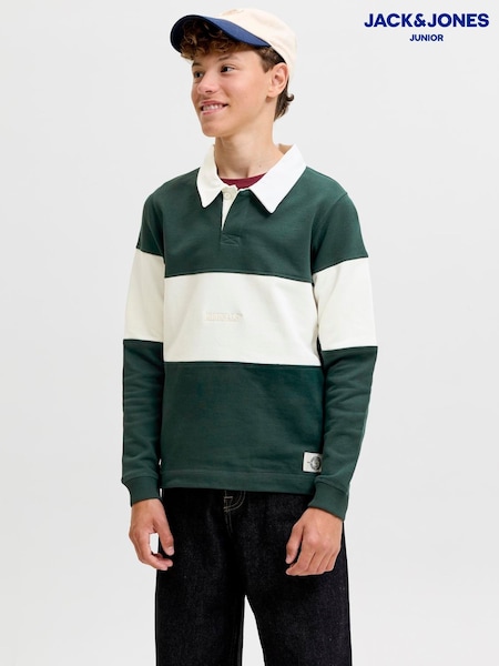 Green - Jack & Jones Junior Colour Block Rugy Polo Shirt