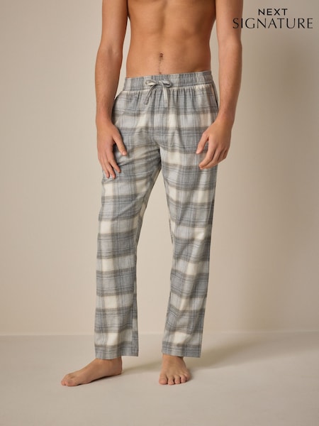 Stone/Grey Check Signature Premium Pyjama Bottoms with Wool (130826) | AED52