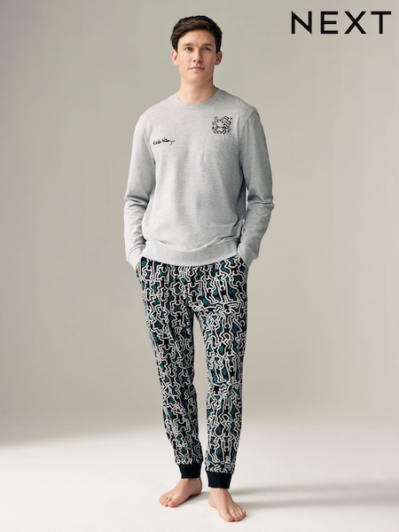 אפור/כחול - Keith Haring 100% Cotton Pyjamas (130862) | ‏117‏₪