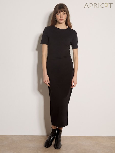Itim - Apricot Cotton Ruched T-shirt Maxi Dress