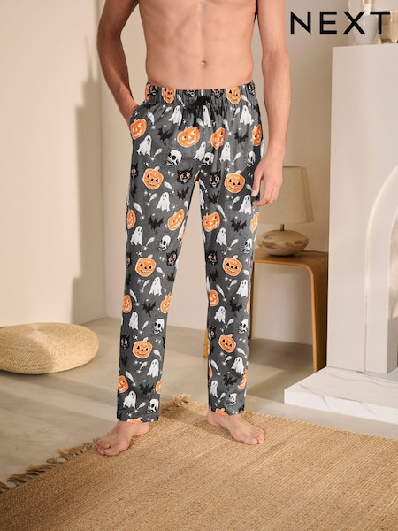 Кіт/гарбуз чорний - Halloween Jersey 100% Cotton Pyjamas Bottoms (131200) | 668 грн