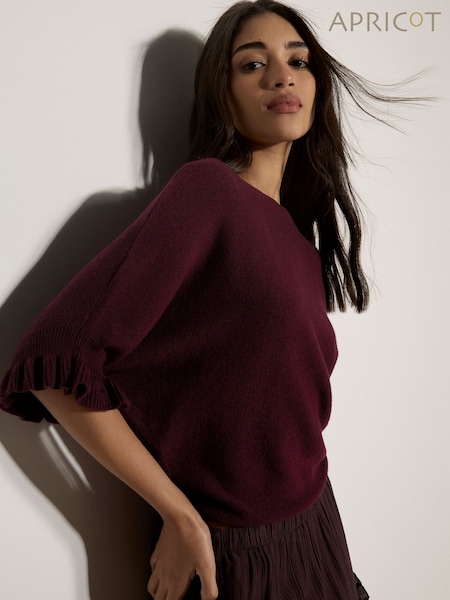 Red - Apricot Soft Knit Batwing Top