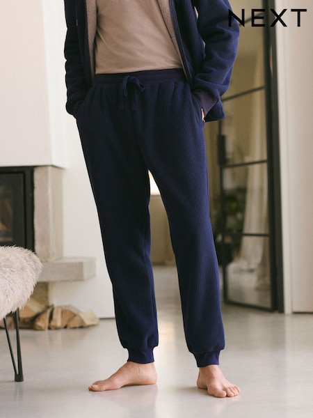 Navy Blue Fleece Borg Lined Textured Joggers (131310) | €14