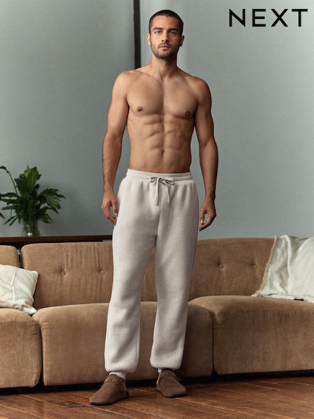Stone Neutral Fleece Borg Lined Brushed Joggers (131399) | AED70