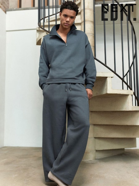 Slate Grey EDIT Zip Neck Sweatshirt (131490) | AED70