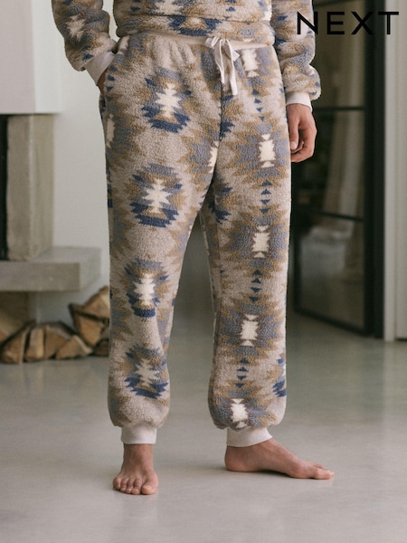 Stone Navajo Fleece Borg Cuffed Joggers (131588) | AED65