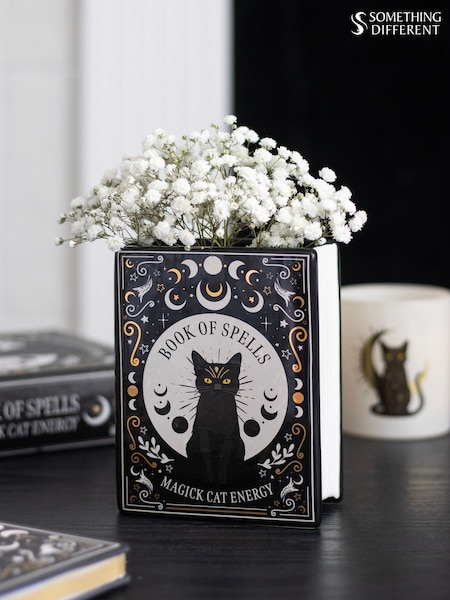 Something Different Cat Magick Book Shaped Flower Vase