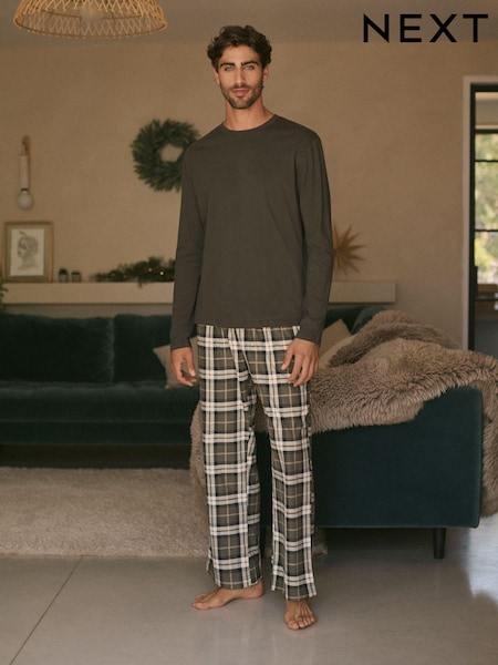 Green Check Cosy Motionflex Long Sleeve 100% Cotton Pyjamas Set (131735) | AED65
