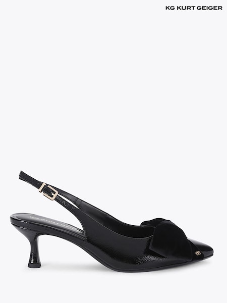 Crno - Kg Kurt Geiger Tilly Velvet Bow Slingback Heeled Sandals