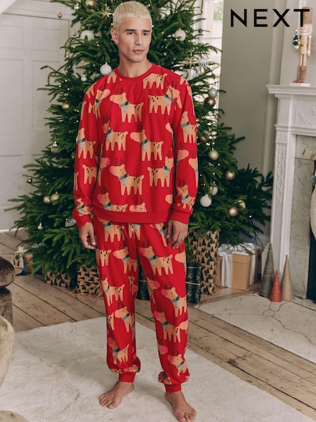 Red Matching Family Mens Christmas Reindeer Pyjamas (131874) | €19
