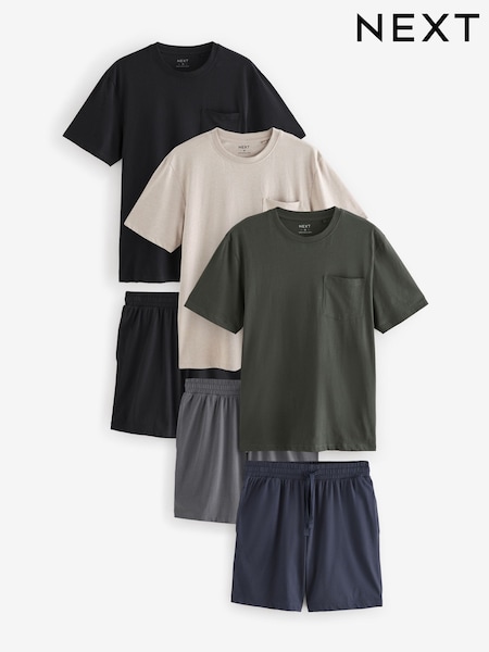 Green/Stone/Blue Jersey Pyjamas Shorts Set 3 Pack (131939) | KRW117,400